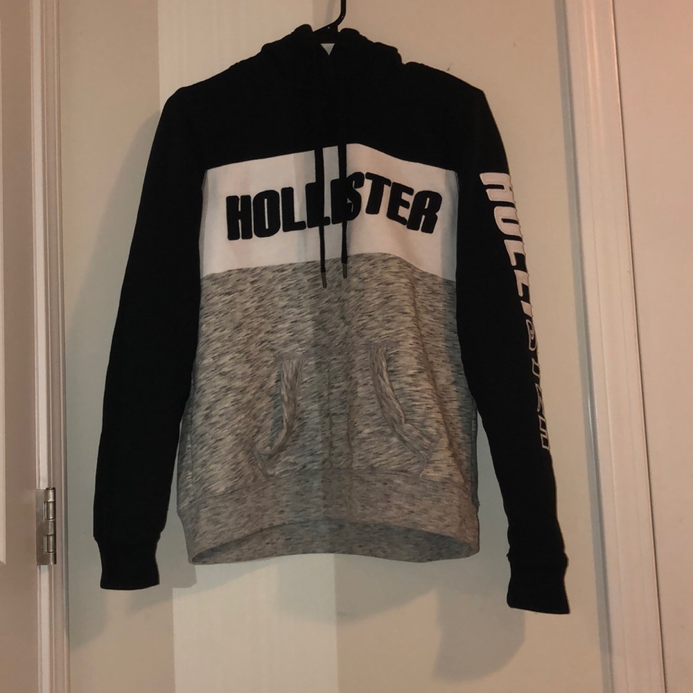 Black gray and white Hollister hoodie